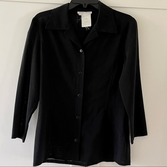 Linda Dresner Black Light Wool Shirt, size 8 US 44 IT - Picture 1 of 5